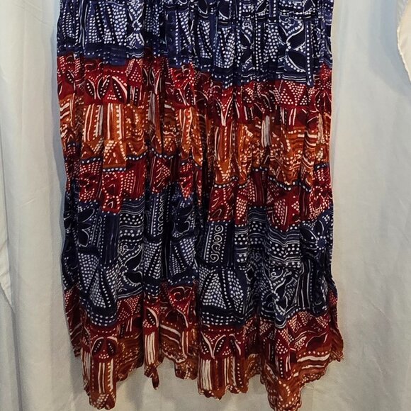 90's No Boundaries Button Up Teacher Dress, Size Medium, Red/blue/orange - Picture 9 of 9